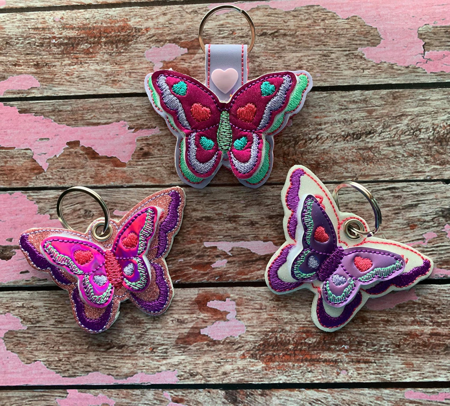 3D Butterfly Fobs- 4x4 and 5x7 grouped- Embroidery Design - DIGITAL Embroidery DESIGN