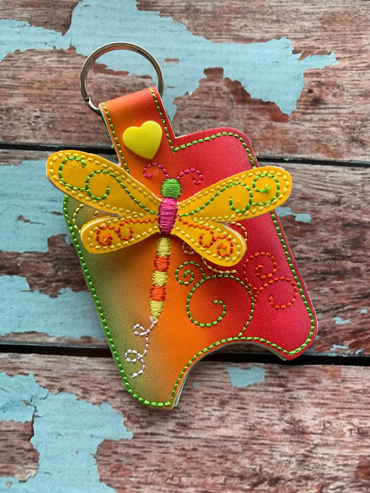 3D Dragonfly Sanitizer Holders 4x4 and 5x7 included- Embroidery Design - DIGITAL Embroidery DESIGN