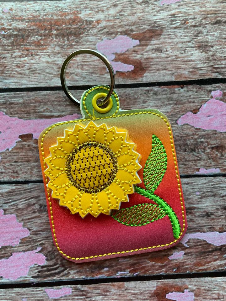3D Sunflower Fobs- 4x4 and 5x7 grouped- Embroidery Design - DIGITAL Embroidery DESIGN