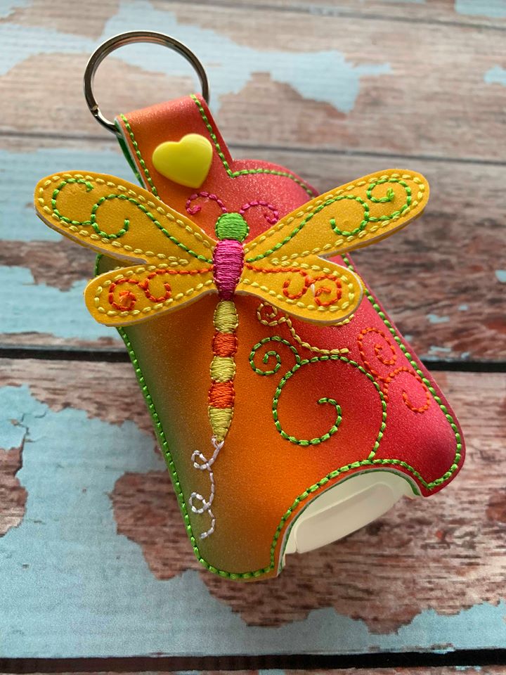 3D Dragonfly Sanitizer Holders 4x4 and 5x7 included- Embroidery Design - DIGITAL Embroidery DESIGN