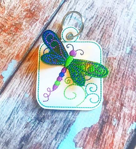 3D Dragonfly Fobs- 4x4 and 5x7 grouped- Embroidery Design - DIGITAL Embroidery DESIGN