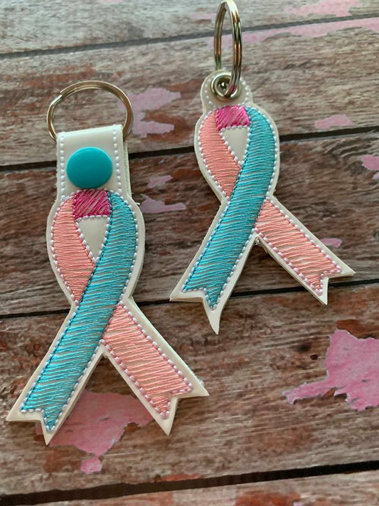 Dual Awareness Ribbon Fobs - Embroidery Design - DIGITAL Embroidery DESIGN