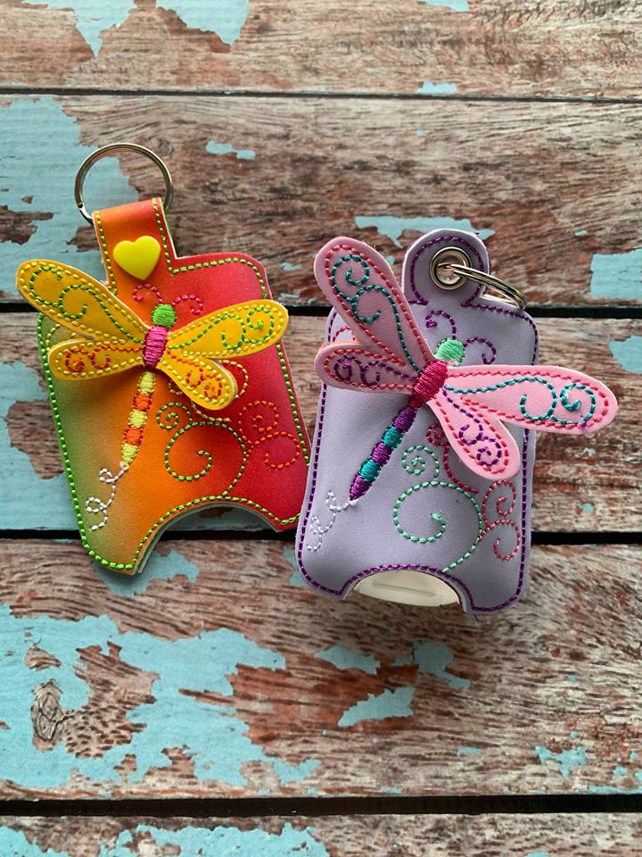 3D Dragonfly Sanitizer Holders 4x4 and 5x7 included- Embroidery Design - DIGITAL Embroidery DESIGN