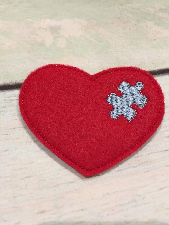 Puzzle Piece Heart Felties - 3 sizes- Digital Embroidery Design