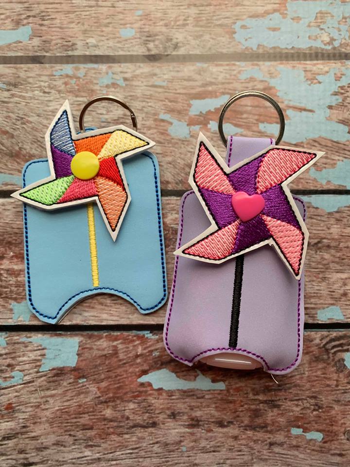 3D Pinwheel Sanitizer Holders 4x4 and 5x7 included- DIGITAL Embroidery DESIGN