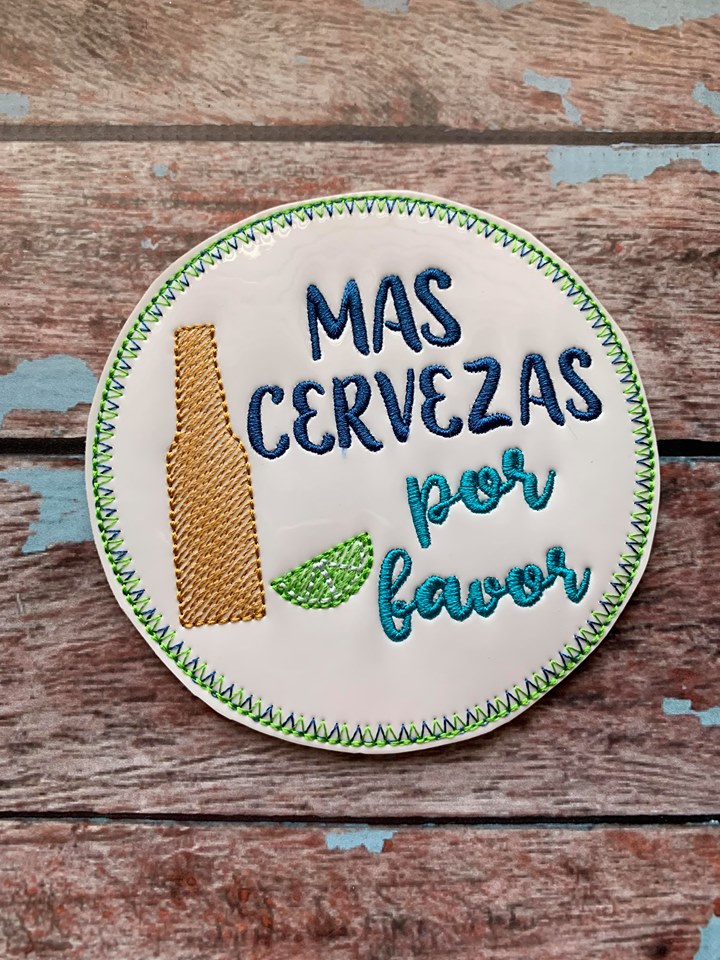 Mas Cervezas Por Favor Coaster 4x4 - DIGITAL Embroidery DESIGN