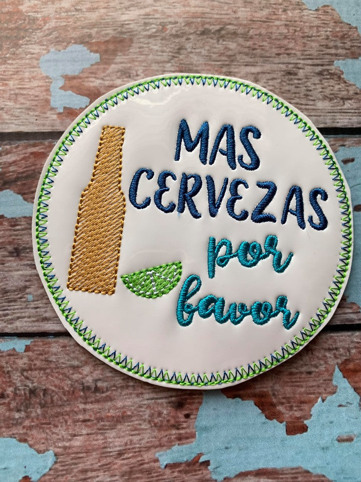 Mas Cervezas Por Favor Coaster 4x4 - DIGITAL Embroidery DESIGN