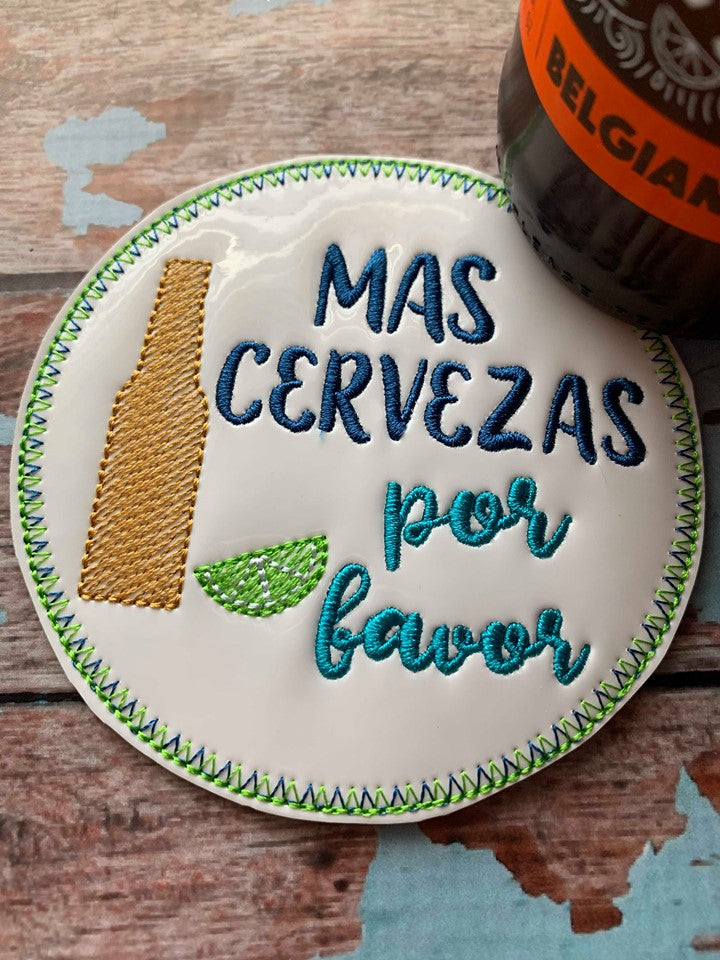 Mas Cervezas Por Favor Coaster 4x4 - DIGITAL Embroidery DESIGN