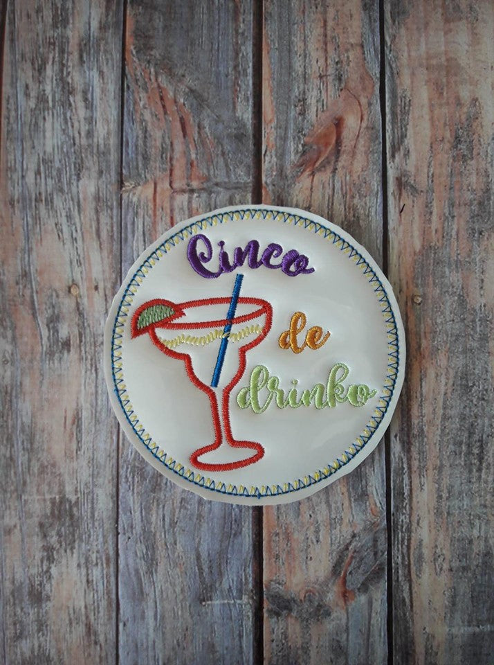 Cinco De Drinko Coaster 4x4 - DIGITAL Embroidery DESIGN