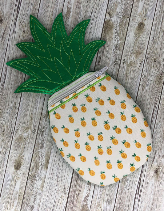 3D Pineapple Zipper Bag - 4 sizes - Digital Embroidery Design