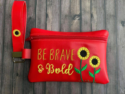 ITH - Be Brave & Bold Sunflower Zipper Bag 5x7 & 6x10 - Digital Embroidery Design