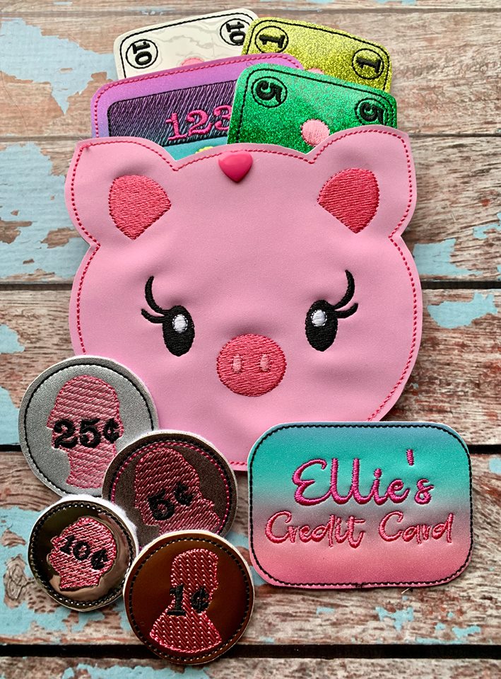 Play Money Feltie Set - 2 sizes- Digital Embroidery Design