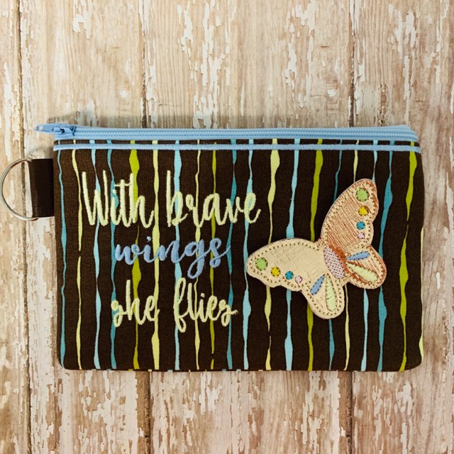 3D Butterfly Brave Wings Zipper Bag 4x4, 5x7 and 6x10 - Digital Embroidery Design