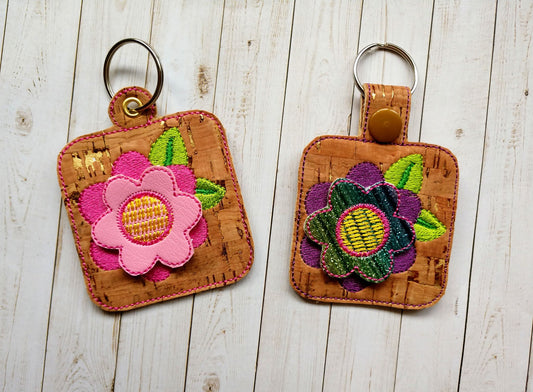 3D Spring Flower Fobs- 4x4 and 5x7 grouped- DIGITAL Embroidery DESIGN