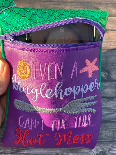 ITH - Even A Dinglehopper Can't Fix this Hot Mess Zipper Bag 5x7 & 6x10 - Digital Embroidery Design