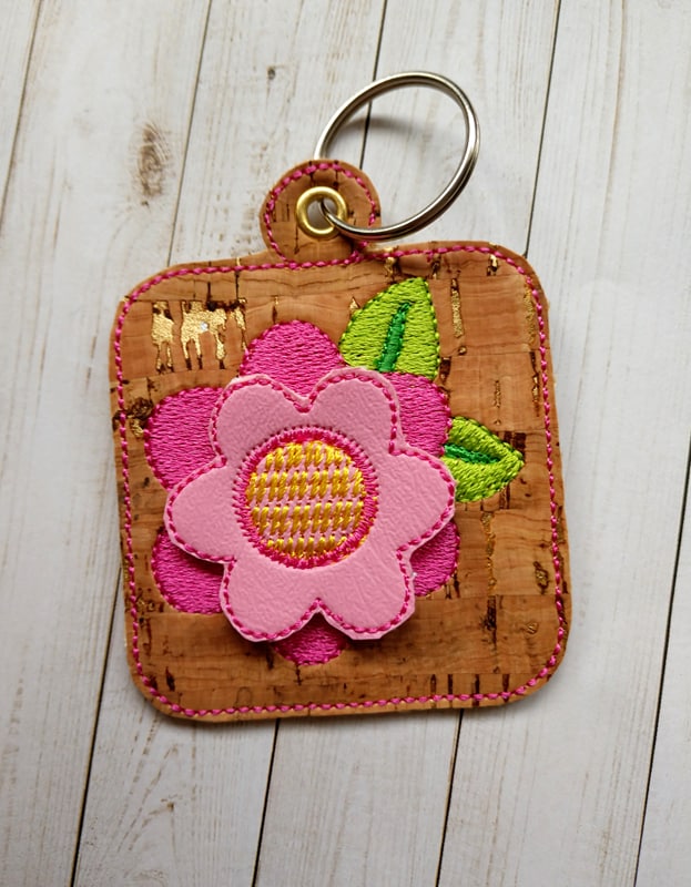 3D Spring Flower Fobs- 4x4 and 5x7 grouped- DIGITAL Embroidery DESIGN