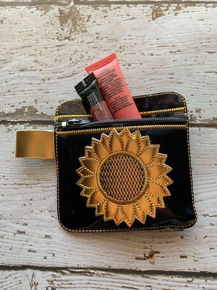 3D Sunflower Zipper Bag 4x4 - Digital Embroidery Design
