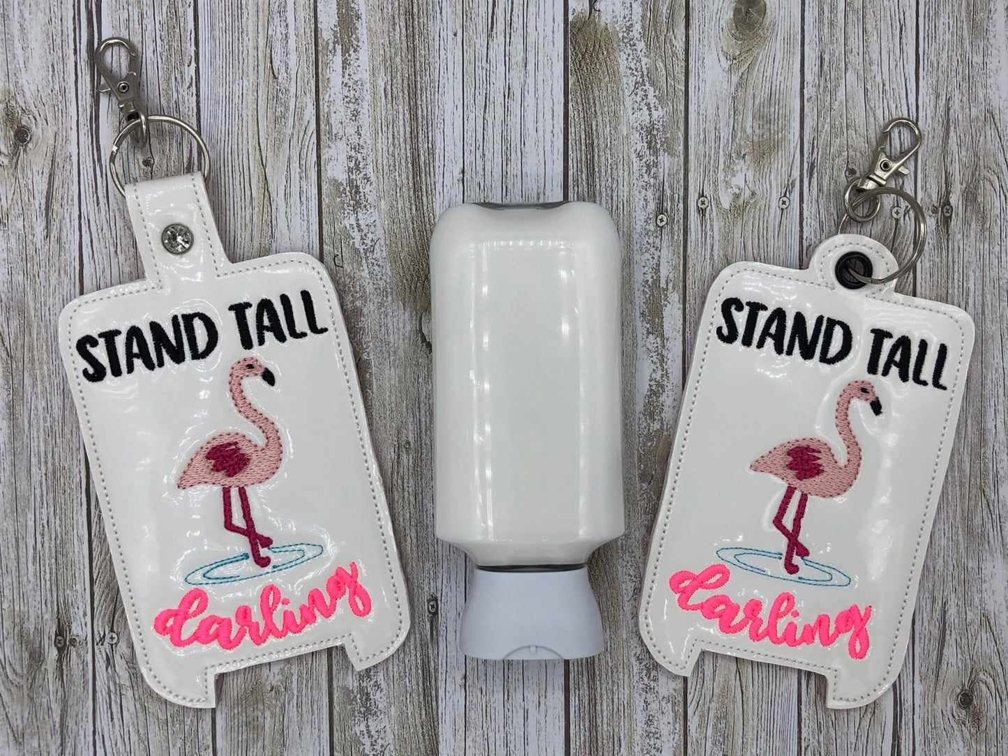 Stand Tall Darling Flamingo Lotion Holders 5x7 included- DIGITAL Embroidery DESIGN