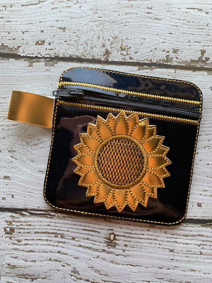 3D Sunflower Zipper Bag 4x4 - Digital Embroidery Design