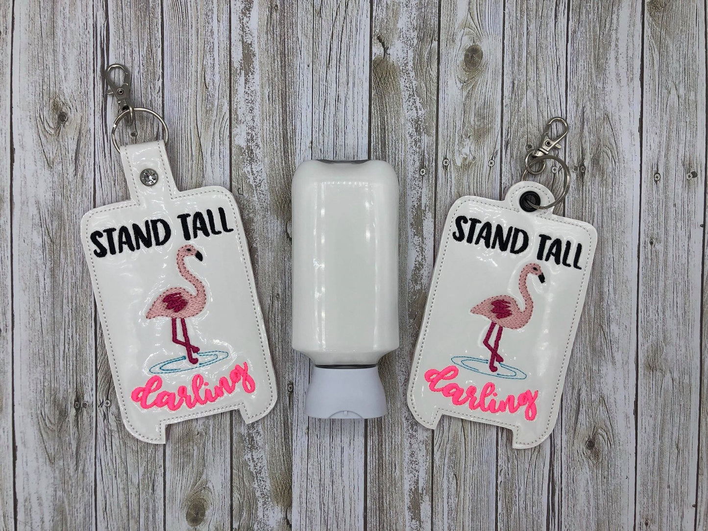 Stand Tall Darling Flamingo Lotion Holders 5x7 included- DIGITAL Embroidery DESIGN