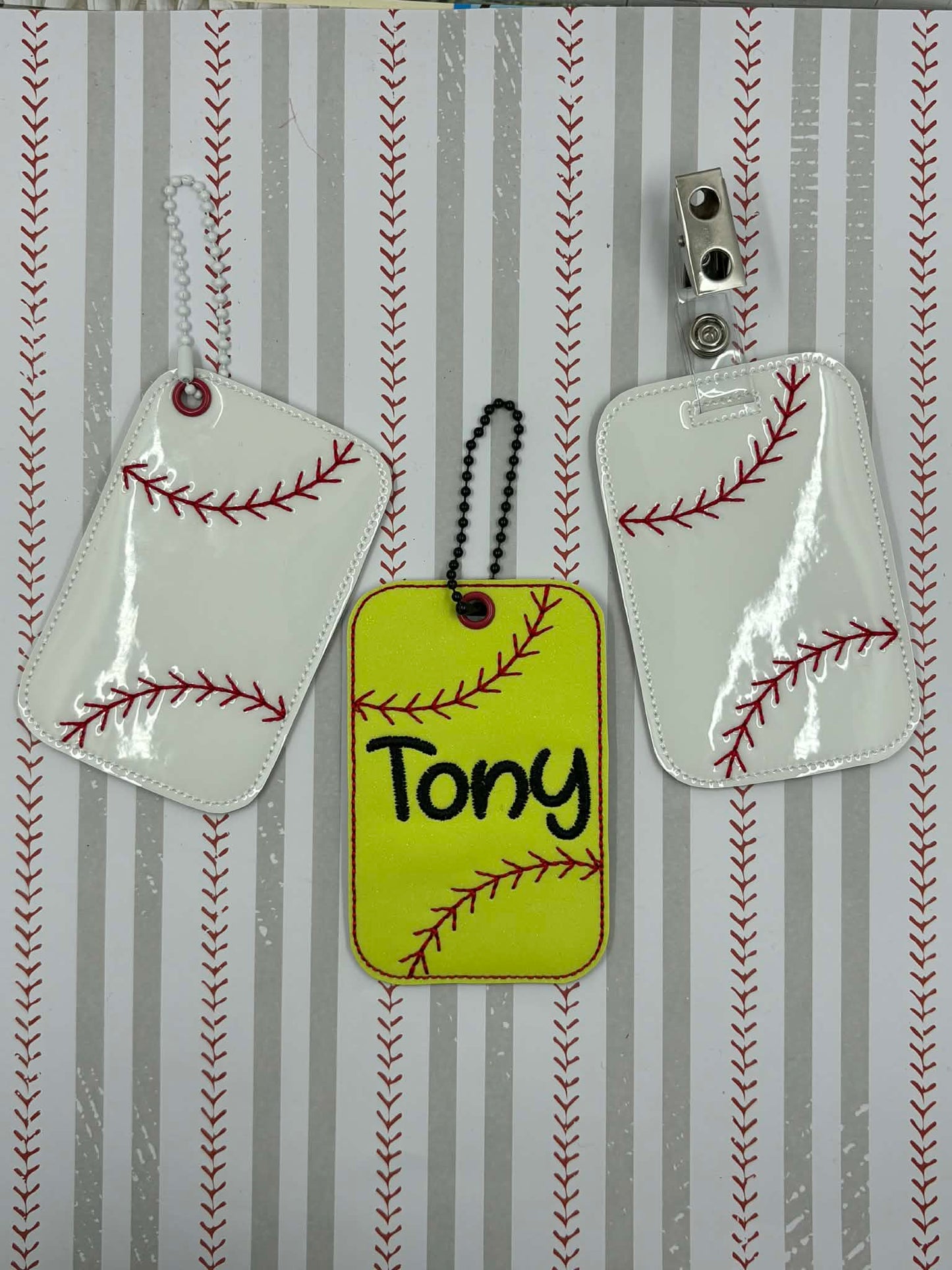 Baseball Softball Stitching Bag Tag – 3 Styles Included – Digital Embroidery Design