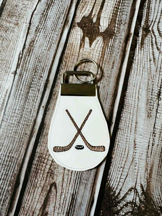Hockey Half Panel Fob – REQUIRES 1.25″ Clamp Hardware – Digital Embroidery Design