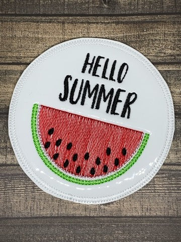 Hello Summer Watermelon Coaster 4x4 - DIGITAL Embroidery DESIGN