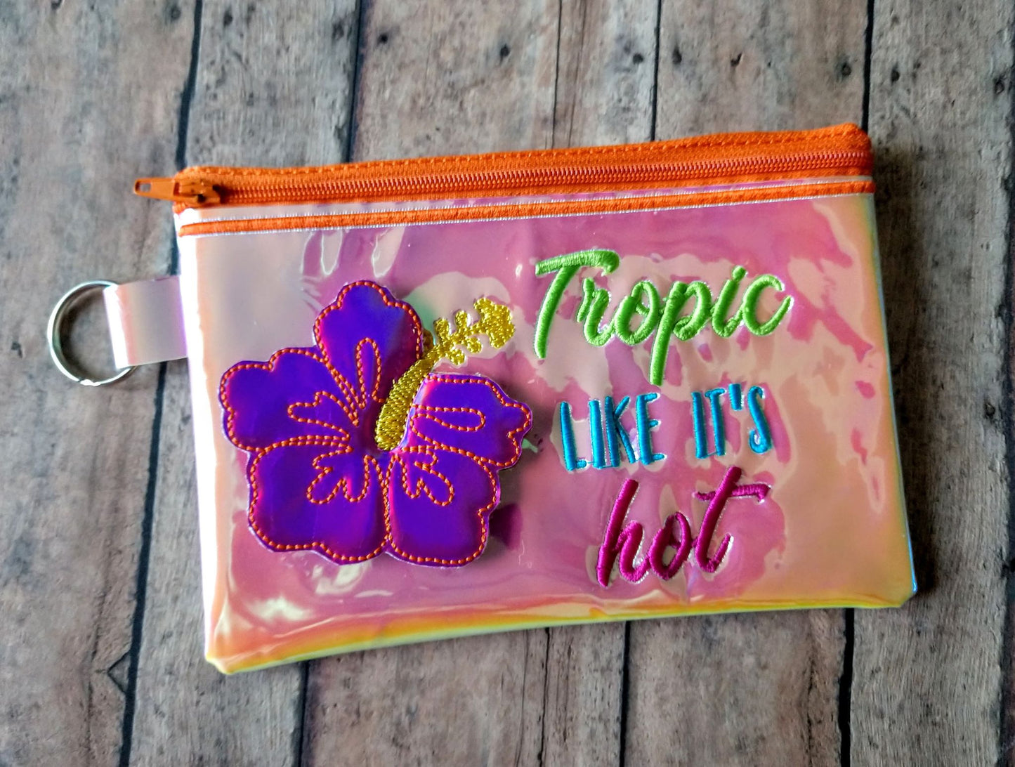 3D Tropic Like It's Hot Zipper Bag - 3 sizes - Digital Embroidery Design
