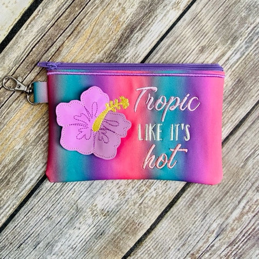 3D Tropic Like It's Hot Zipper Bag - 3 sizes - Digital Embroidery Design