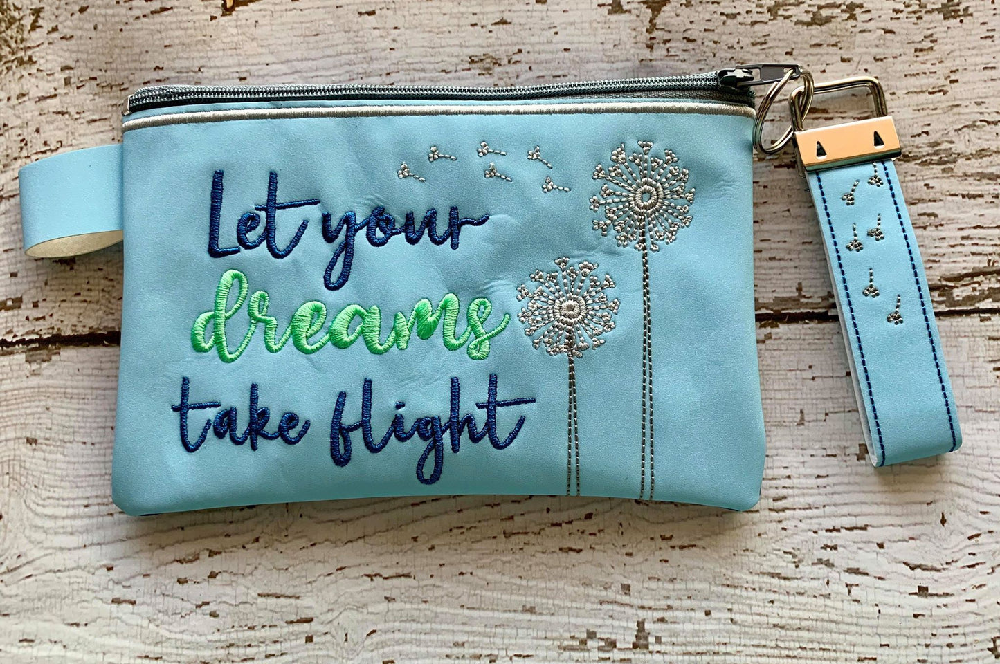 Let You Dreams Take Flight Zipper Bag & Wristlet 4x4, 5x7 and 6x10 - Digital Embroidery Design
