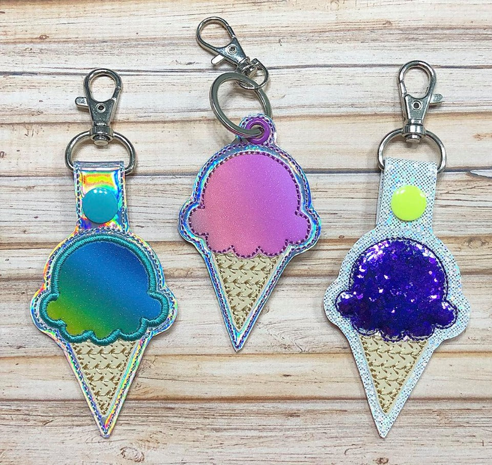 Ice Cream Applique Fobs - DIGITAL Embroidery DESIGN