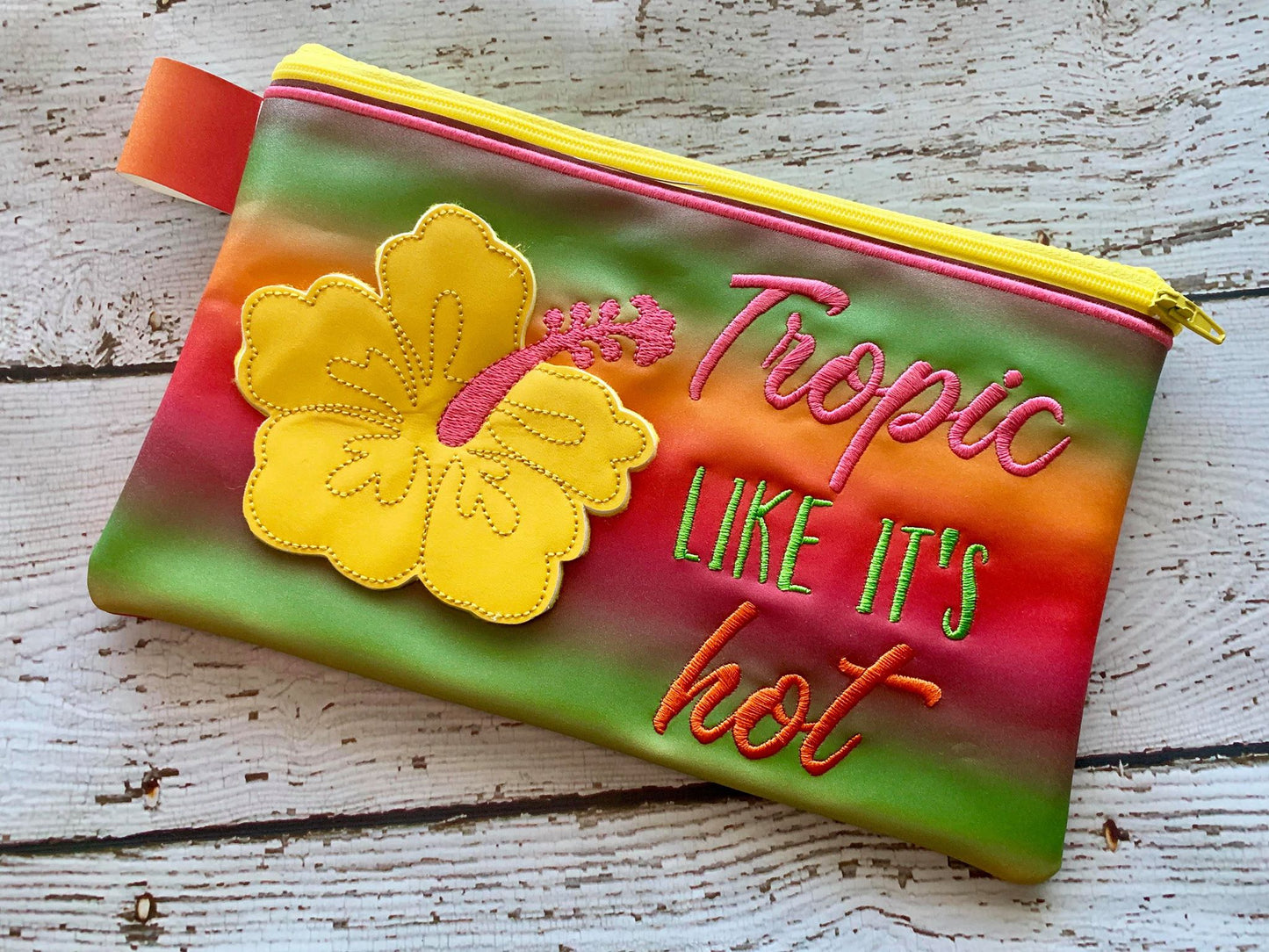 3D Tropic Like It's Hot Zipper Bag - 3 sizes - Digital Embroidery Design