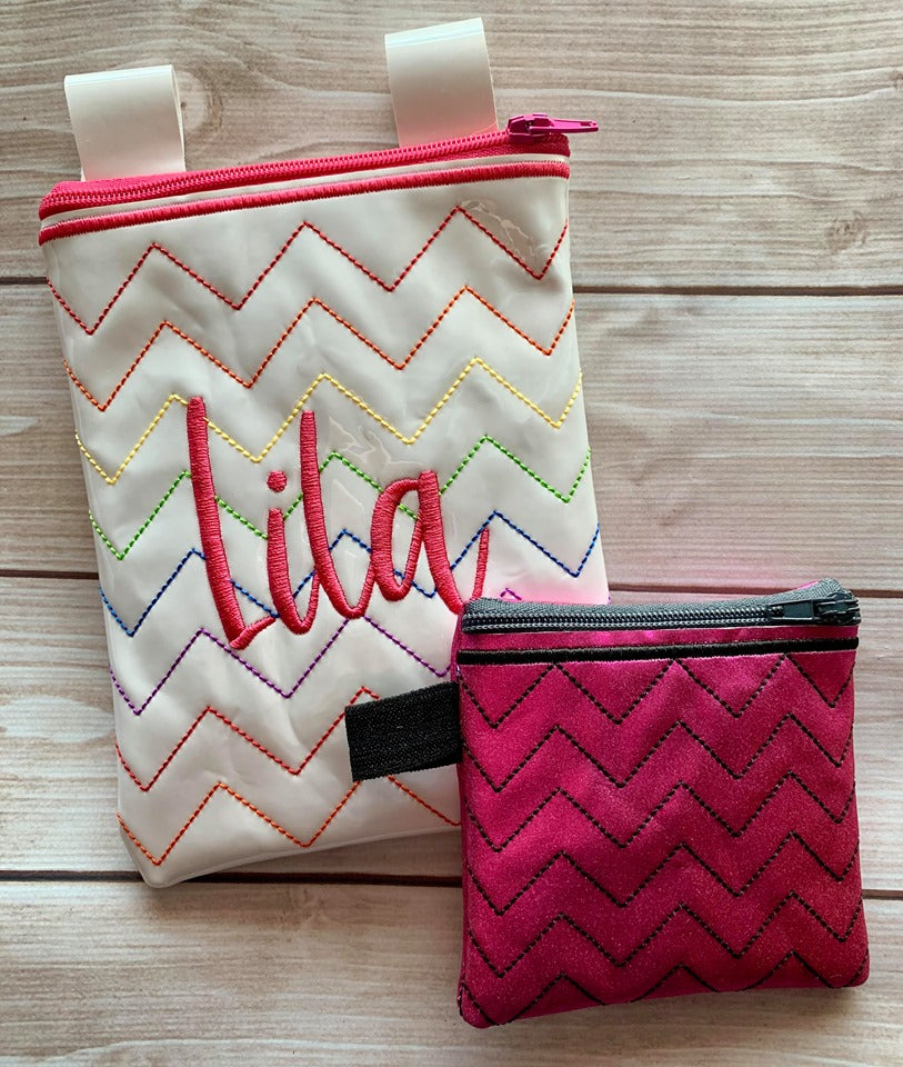 Chevron Zipper Bag - 3 sizes - Digital Embroidery Design