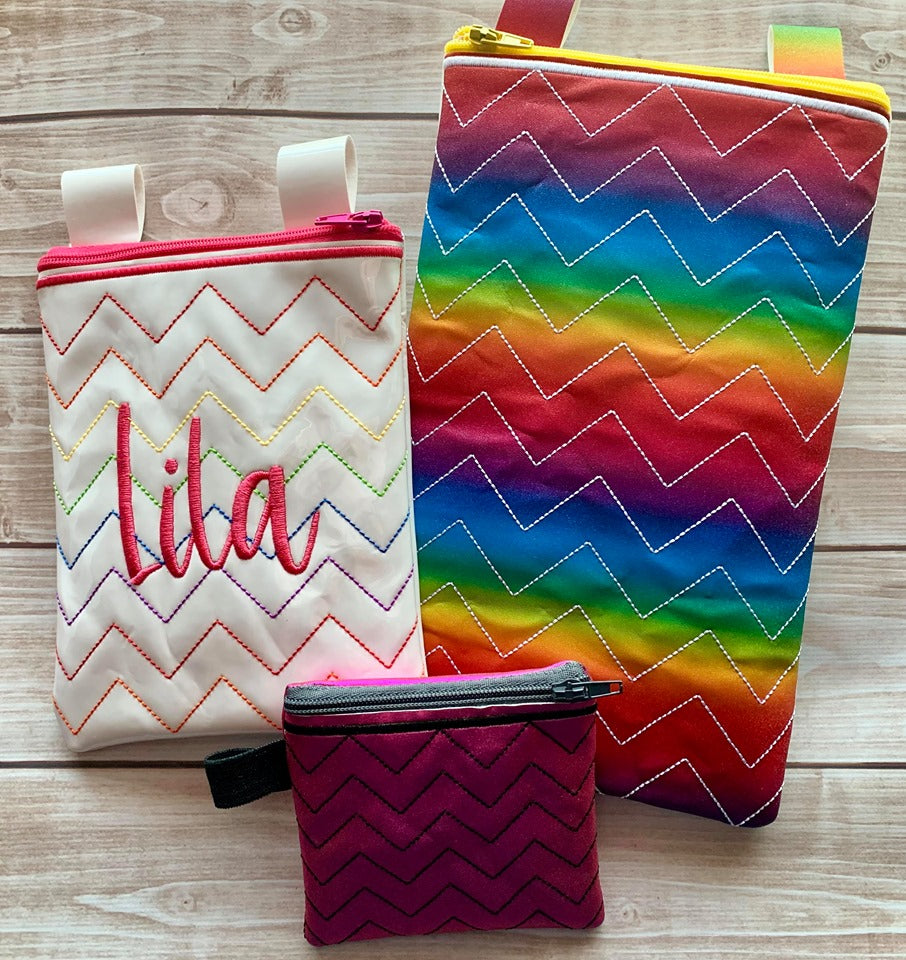 Chevron Zipper Bag - 3 sizes - Digital Embroidery Design