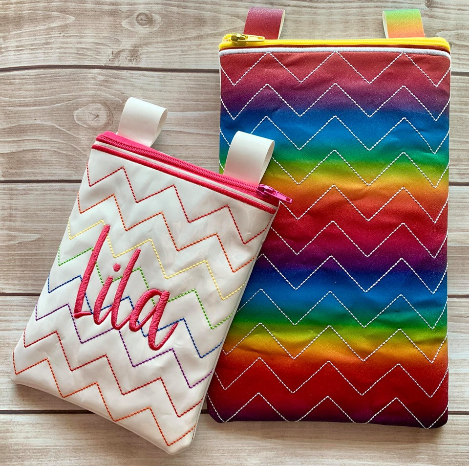 Chevron Zipper Bag - 3 sizes - Digital Embroidery Design