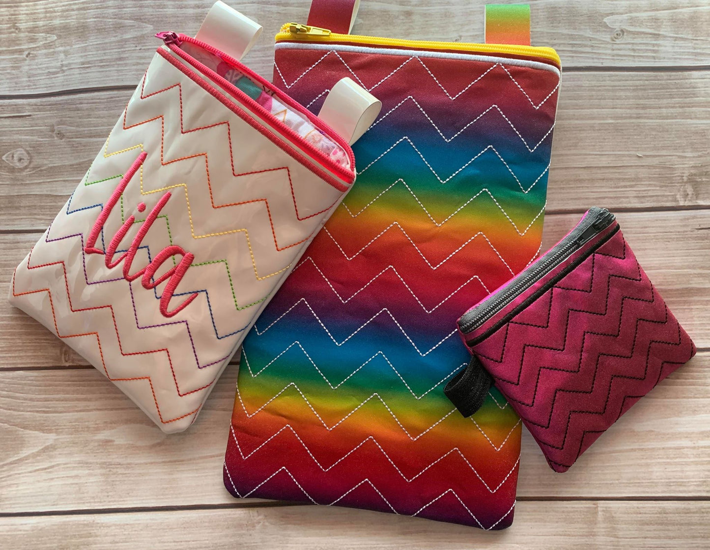 Chevron Zipper Bag - 3 sizes - Digital Embroidery Design
