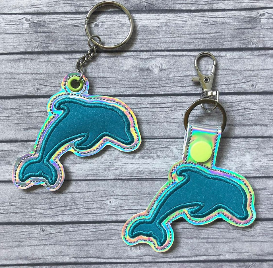 Dolphin Applique Fobs - DIGITAL Embroidery DESIGN