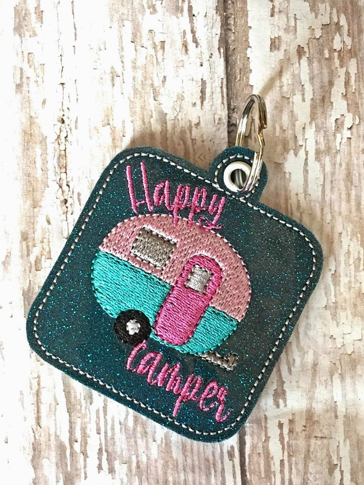 Happy Camper Fobs - DIGITAL Embroidery DESIGN