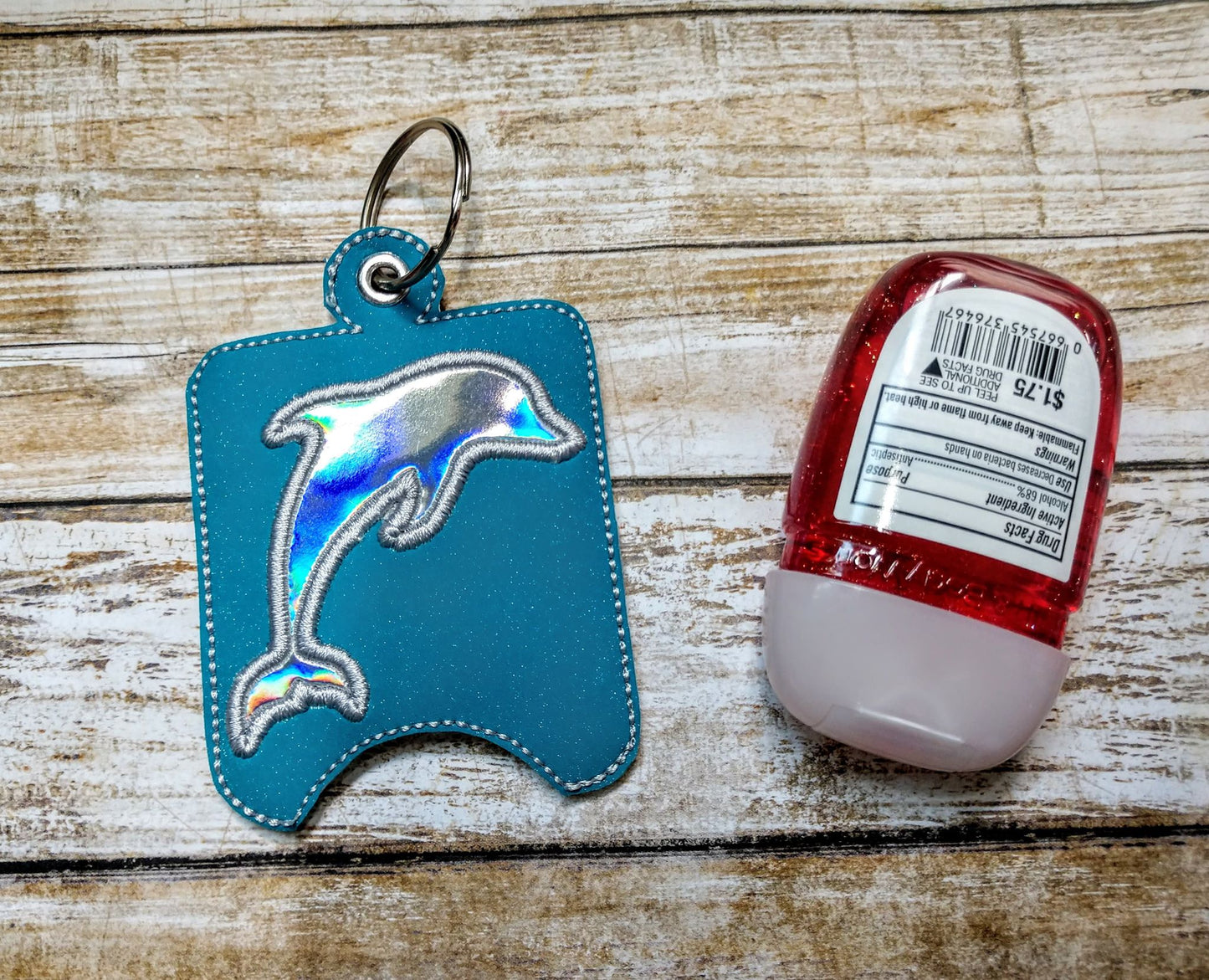 Dolphin Applique Sanitizer Holder - DIGITAL Embroidery DESIGN