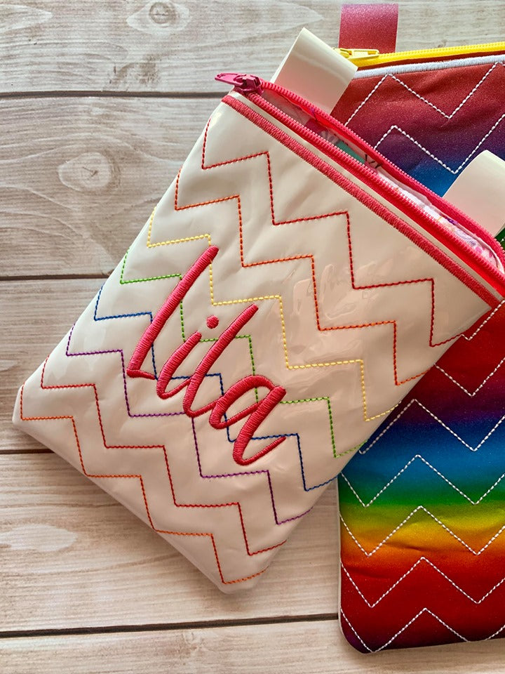 Chevron Zipper Bag - 3 sizes - Digital Embroidery Design