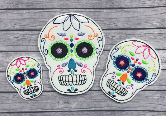 Sugar Skull Felties - 3 sizes- Digital Embroidery Design