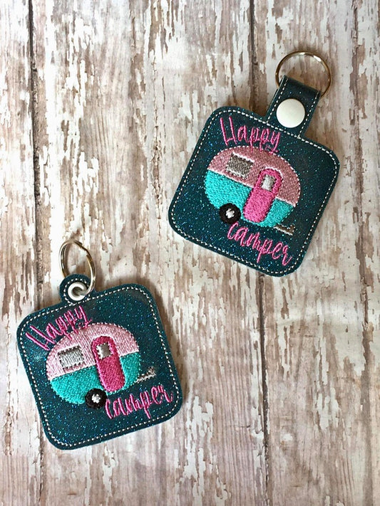 Happy Camper Fobs - DIGITAL Embroidery DESIGN