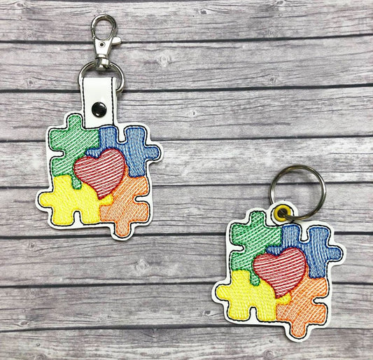 Autism Awareness Sketch Fobs - Digital Embroidery Design