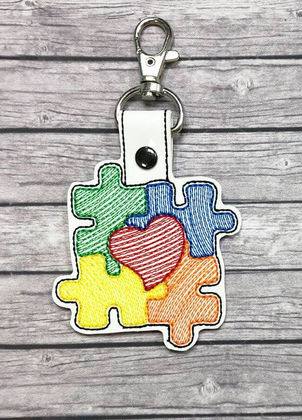 Autism Awareness Sketch Fobs - Digital Embroidery Design
