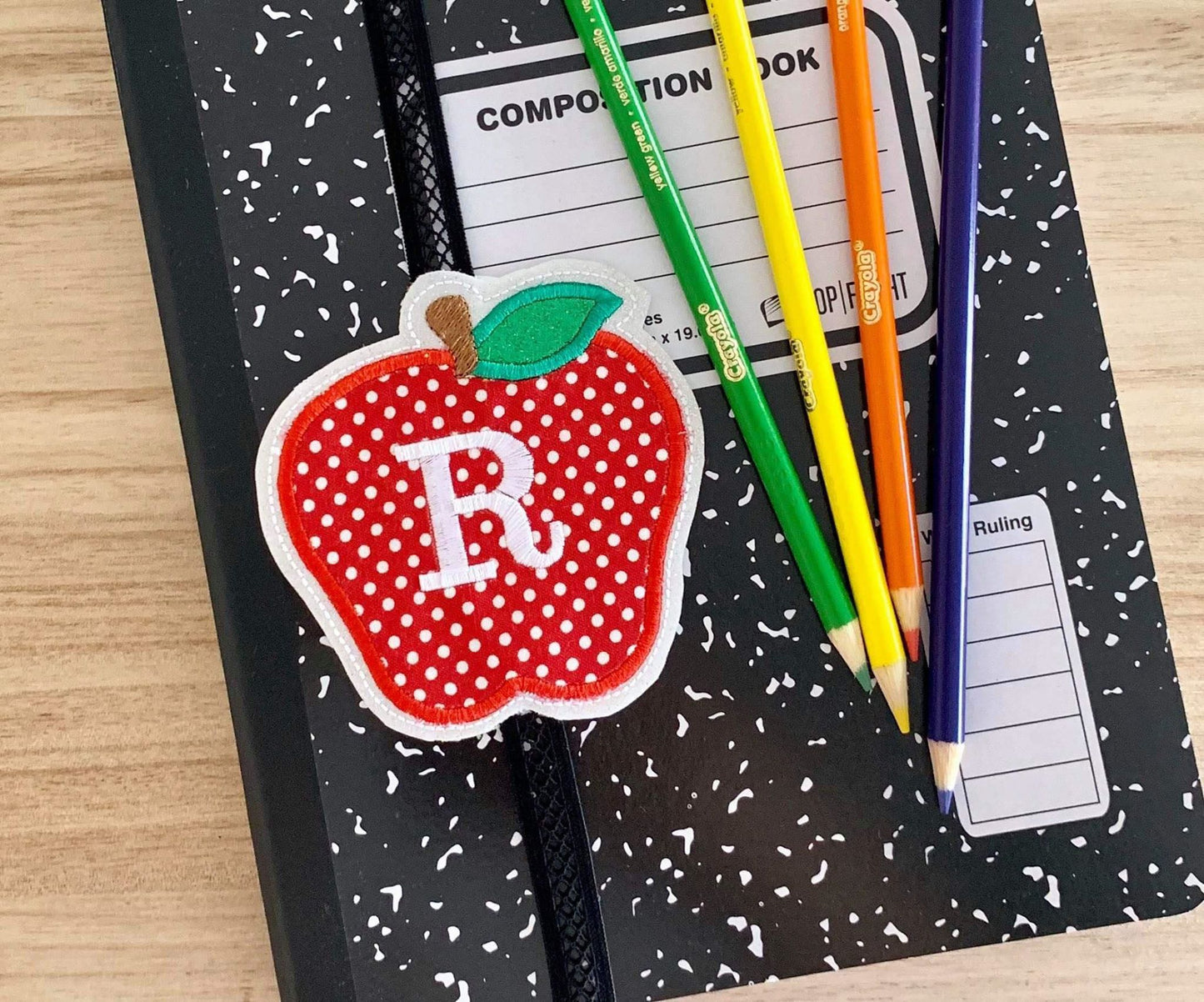 Apple Applique - Book Band - Digital Embroidery Design