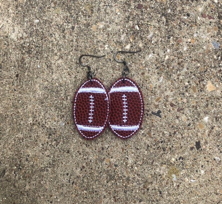 Football Layered Earrings - 3 sizes - Digital Embroidery Design