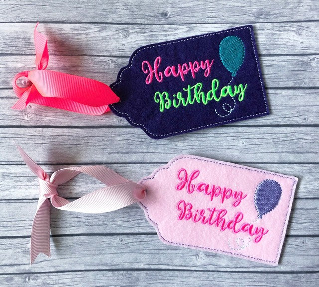 Happy Birthday Gift Tag Feltie - Digital Embroidery Design