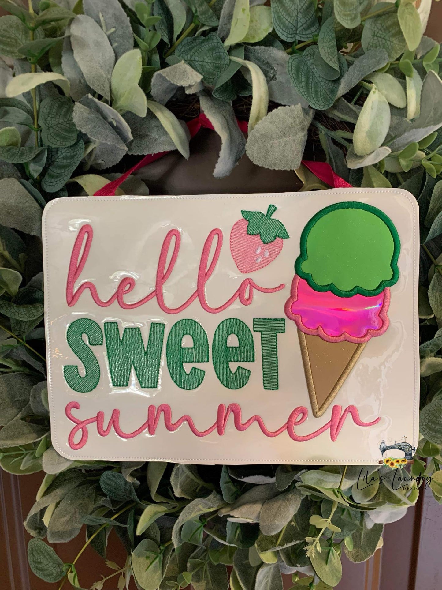 Hello Sweet Summer Door Sign - 3 Sizes - Digital Embroidery Design