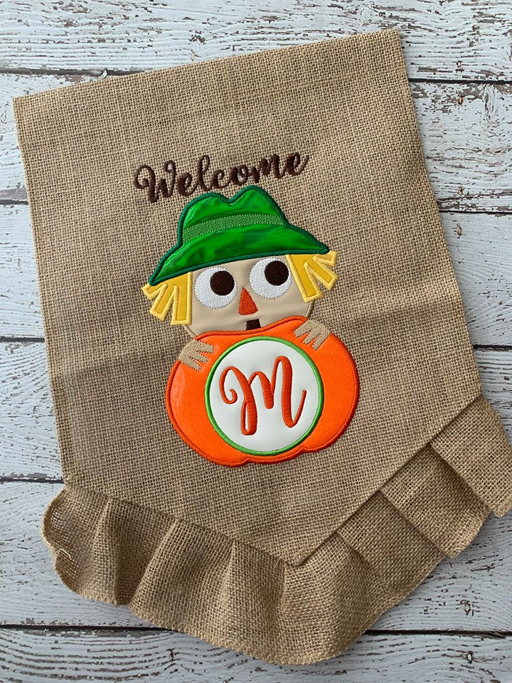 Scarecrow Monogram Applique - 3 Sizes - DIGITAL Embroidery Design