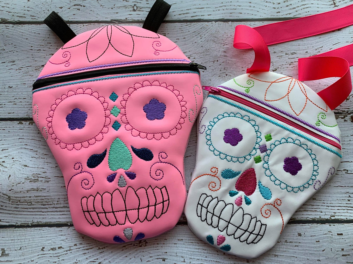 Sugar Skull Zipper Bag - 3 sizes - Digital Embroidery Design